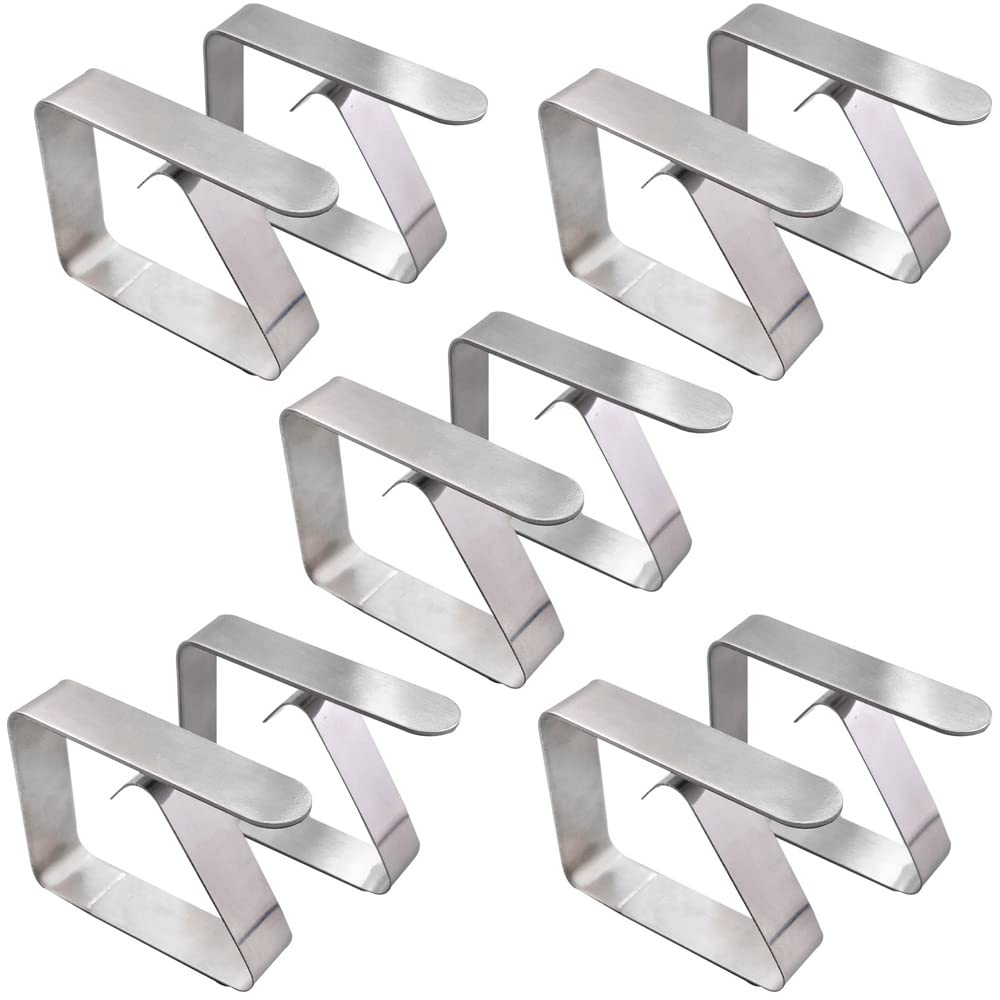 Hsthe Sea Pack of 10 Stainless Steel Table Cover Clips Table Cloth Clips for Restaurants