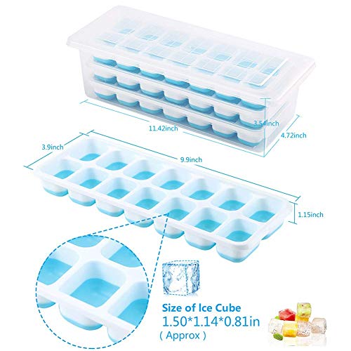MERRYBOX Stackable Ice Cube Trays with Lids 3 Pack and Storage Bin, a Portable Ice maker and Container Set for Freezer, Home or Outdoor,Parties,Bars.BPA Free.