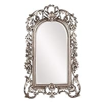 Howard Elliott Sherwood Mirror, Arched Antique Silver Resin Frame, Accent Wall Hanging Mirror