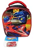 HOT WHEELS Mattel Boys PVC & BPA-Free Insulated Lunch Tote Box w/FREE CAR