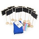 WearHome Mini Chalkboard Set 10 Pieces with Stand Colorful Chalk and Cleaning Cloth for Message Board Signs Wedding Party Table Numbers Place Card Decorative Sign