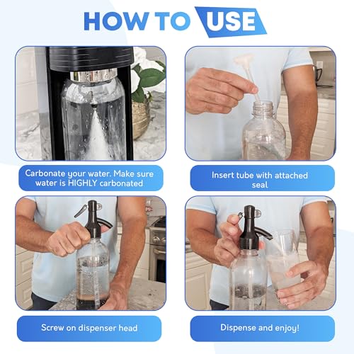Sodafall fizz saver soda bottle dispenser siphon sifon compatible with Sodastream bottles and other soda maker brands replacement cap(black)