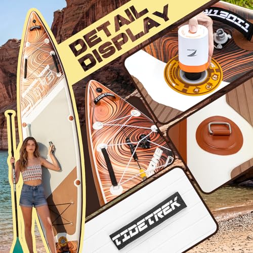 TIDETREK 11'6" Inflatable Stand Up Paddle Boards, Premium SUP Accessories, Non-Slip Comfort Deck for Youth & Adults