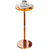 QIXIN Acrylic Drink Table for Small Spaces, 10" L x 10" W x 21.3" H(Orange) | Drink Side/End Table for Living Room, Round, Easy Assembly