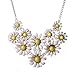 White Daisy Flower Cluster Bib Pendant Golden Chain Choker V Collar Necklace