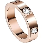 Love Friendship Rings 18K Gold Plated Silver with CZ 6mm Stainless Steel Promise Rings Wedding Band Fashion Love Rings for Her Women Valentine's Day with Gifts Box