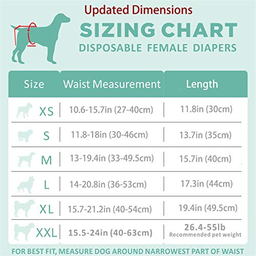 Roysili Disposable Dog Diapers Female Super Absorbent Leak-Proof Cute Jeans Style Small Medium Large Pets 32 Count (32 ct, XL)