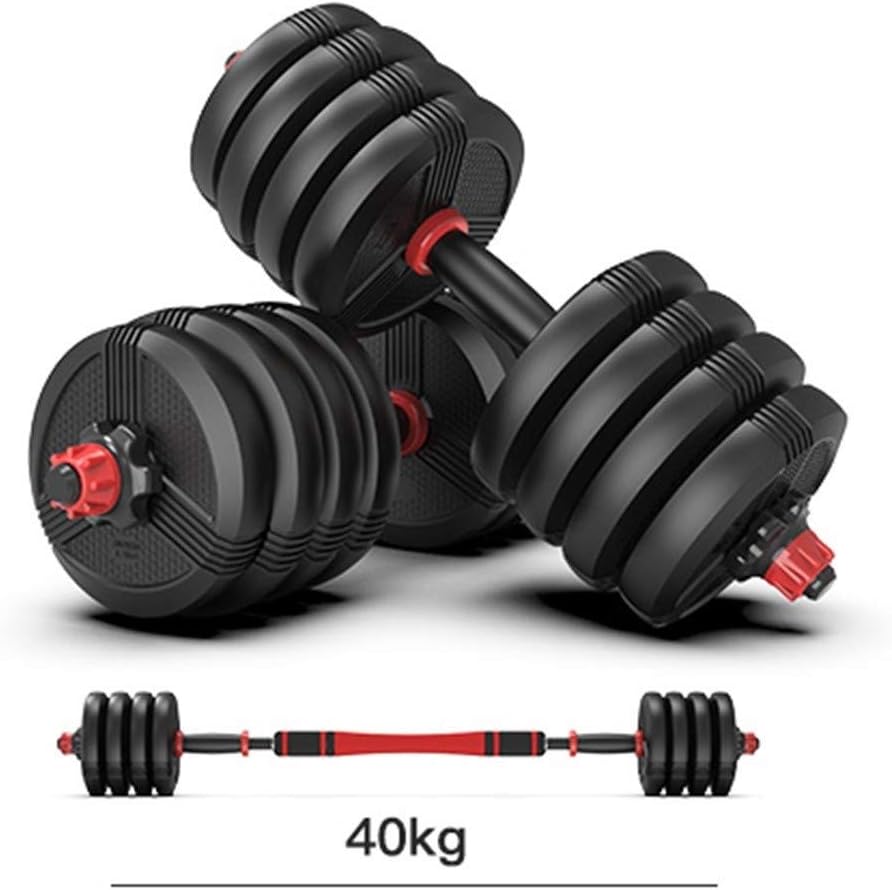 LSE Dumbbells 40kg A Pair of Detachable Combination Dumbbell Gym Equipment Adjustable Dumbbell Body Building Dumbbells Weights Set Strength Training Equipment