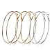 3 Pairs 60mm Big Hoop Earrings for Women,18K Gold Plated Rose Gold Plated Silver for Womens(3 Colors Set)