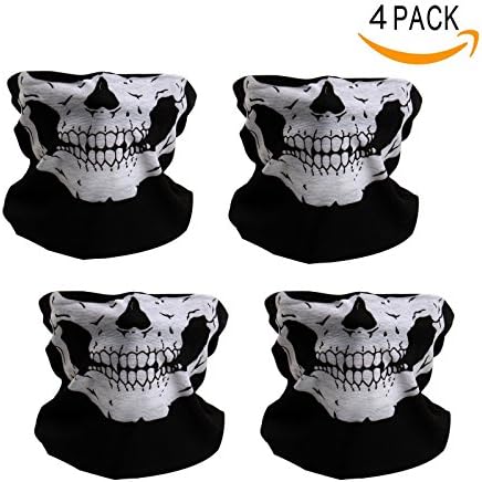 Epartswide Skull Mask Dust-Proof Windproof Half Face Mask for Outdoor Riding Motorcycle Pack of 4(Black)