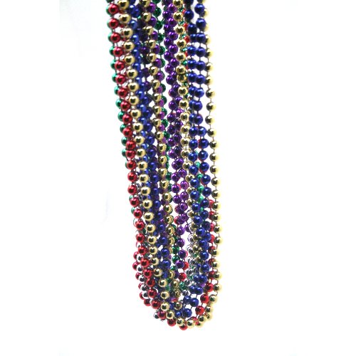 Assorted Color Mardi Gras Throw Beads : package of 12, 33" assorted color beads, 7mm thick