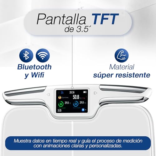ZOMA | Báscula Digital Corporal | Báscula Corporal Inteligente con Bluetooth y WiFi | Báscula de Peso Corporal Pesa Pantalla LED | Resistente Vidrio Templado - Balanza Corporal Medición Precisa