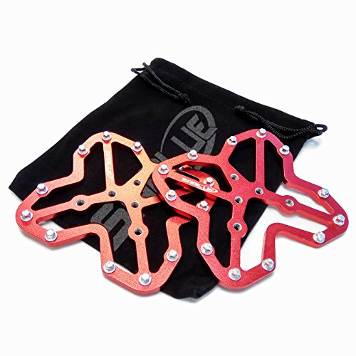 SABLUE Universal Clipless to Platform Adapters Cleats Pedal for SPD Shimano Speedplay Bike Cycle (L-Red)