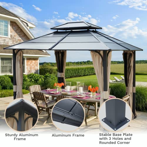YOLENY 10' x 12' Gazebo with Metal Roof, Double Roof Metal Gazebo with