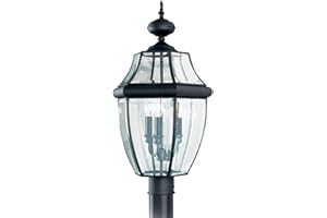 Sea Gull Lighting 8239-12 Lancaster Outdoor Post Lantern Outside Fixture, 24'' Height, Black