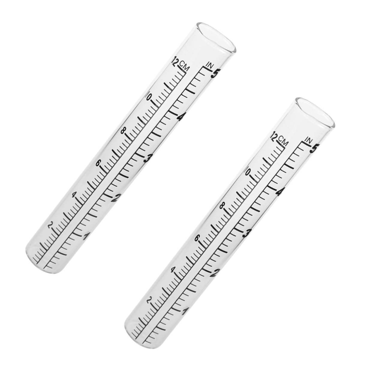 FUNOMOCYA 2pcs Glass Test Tube with Scale for Rain Measurement Flat-bottomed Rain Gauge for Farming and Meteorological Use