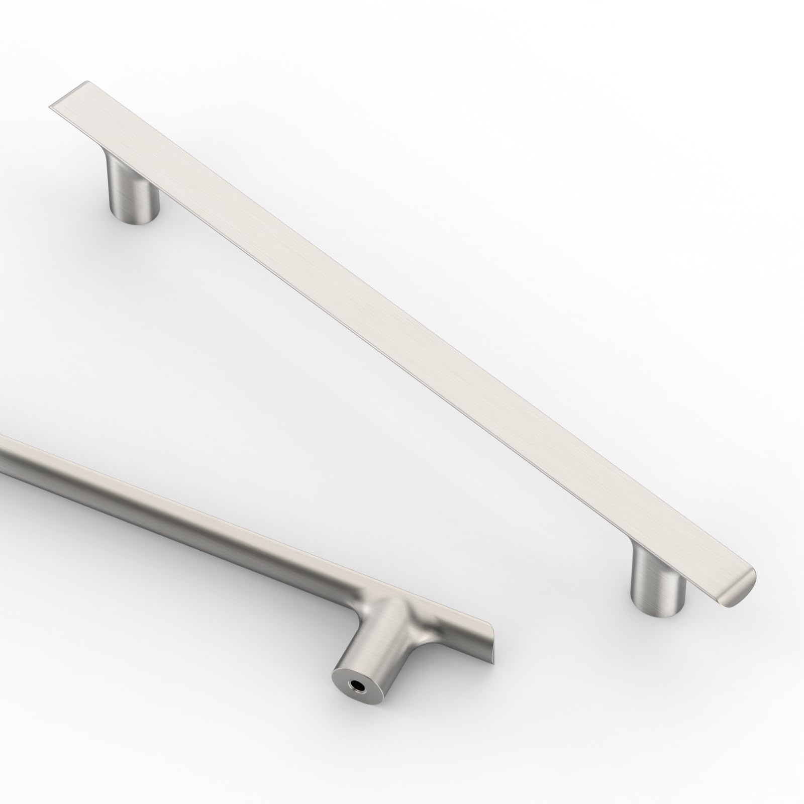 9BUILD 10 Pack Cabinet Handles - Satin Nickel Brushed Zinc Alloy 192MM Drawer & Wardrobe Handles UK0046