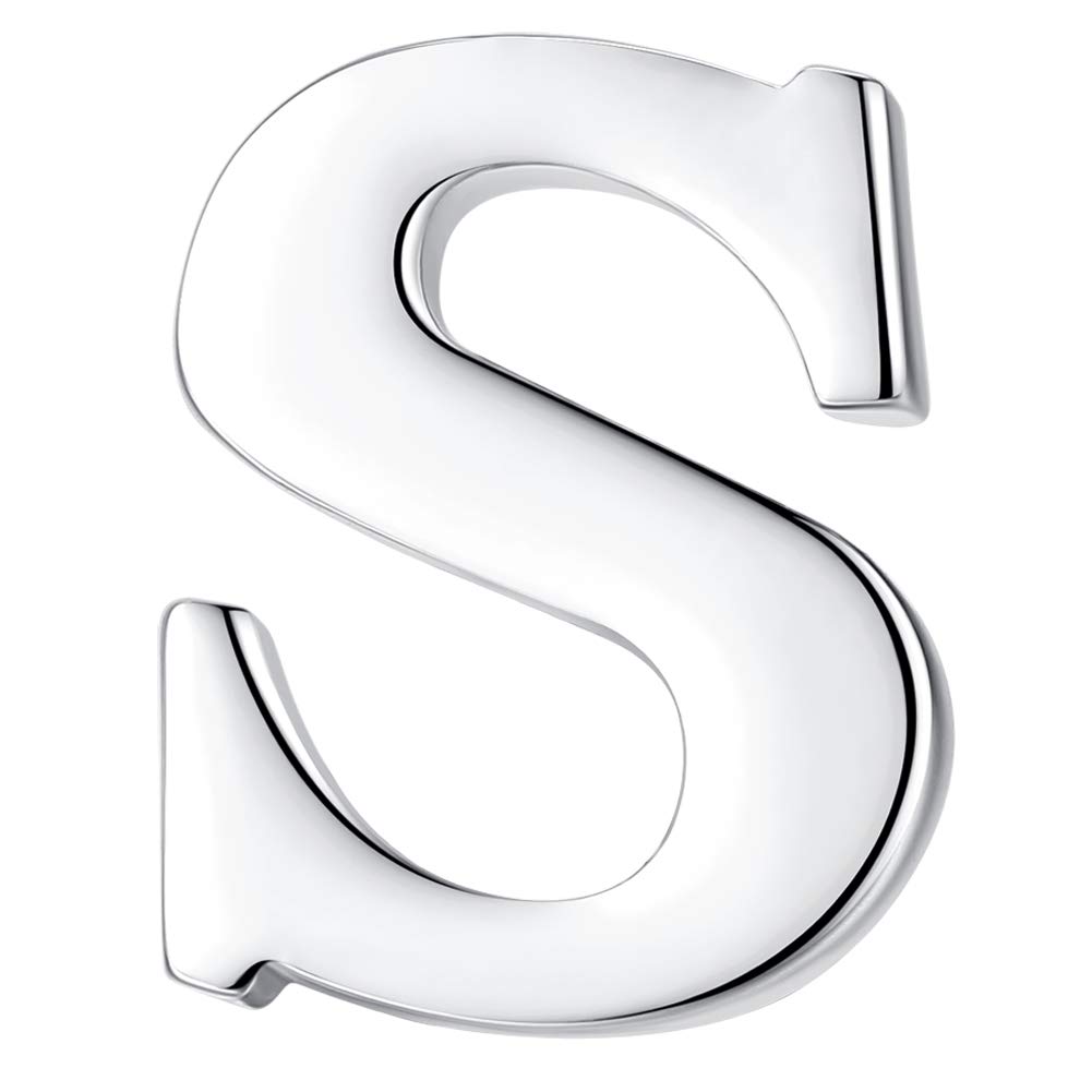HONEY BEAR 1pc Alphabet Letters A to Z Collar Brooch Label Pins Badge for Mens' Suit/Women's Shirt for Business Gift,Silver S 0.94in