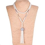 YallFF Faux Pearl Necklace for Women Great Gatsby Accessories ART Deco 1920's Flapper Beads Tassel Long Necklace