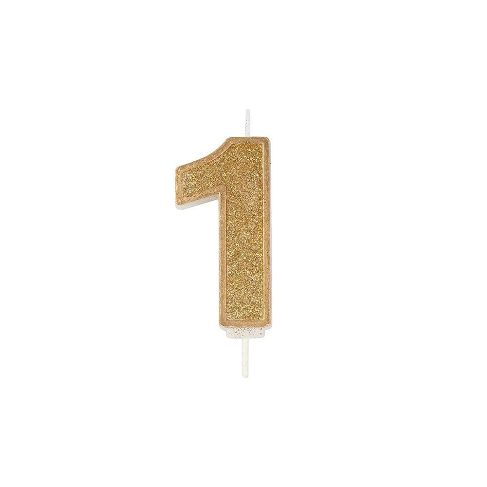 CULPITT Sparkle Number Candles For Cake & Cupcakes, Single Numbers From 0-9, Say Happy Birthday with These Candle Sparklers, Celebrate Birthdays & Anniversaries with Flair - Gold 1