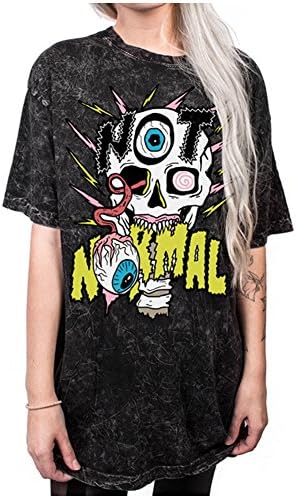 AISKLY Summer Fashion Women Casual T Shirt Punk Sleeve Printed Couple Tops