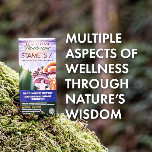 Host Defense Stamets 7 Mushroom Blend Capsules – Immune Support & Antioxidant Supplement – 1,000 mg Potency, 120 Vegetarian Capsules, 60 Day Supply