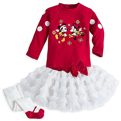 Disney Store Mickey and Minnie Mouse Holiday Christmas Tutu Skirt Outfit For Baby Girl, 0-3 months