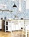 Contact Paper Blue Waterproof White Wallpaper Blue and White Peel and Stick Wallpaper Removable Flower Film Tile Self Adhesive Wall Paper Wall Covering Backsplash Countertop Vinyl Roll 17.8’’x78.7’’