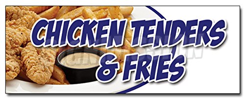 36" Chicken TENDERS & Fries Decal Sticker Fried hot Fresh Crispy Special Food