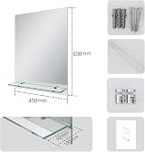 EMKE Frameless Mirror with Shelf Small Bathroom 60x45cm Rectangle view 4