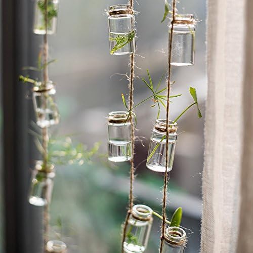 G Home Collection Rustic Rope Hanging Small Glass Planter 55" Tall (Set of 3)