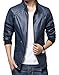 KIWEN Men's Stand Up Collar Faux Leather Jacket Slim Fit