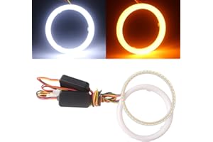 Qasim 1-Pair 80MM White+Amber Switchback 102SMD 4014 LED Halo Ring Angel Eyes Led Lights 12V