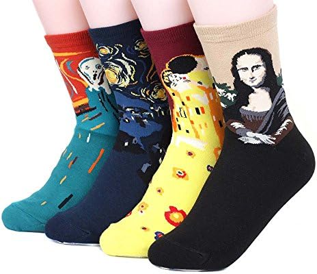Womens Cat Socks - Crazy Animal Dog Owl Art Animation Character, Cute Casual Funny Cotton Crew Gift Lover