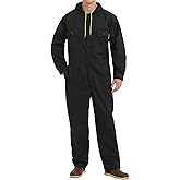Yukirtiq Mens Cotton Blend Long Sleeve Coverall Multi Pockets Zip Overall Mechanic Work Jumpsuit with Hood