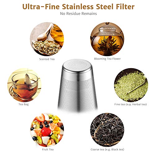 glastal Glas Silberne Teekanne 1500ml mit 18/8 Edelstahl Teesieb Borosilicate Glas Teebereiter Glaskanne Geeignet für Teewarmer – Bild 3