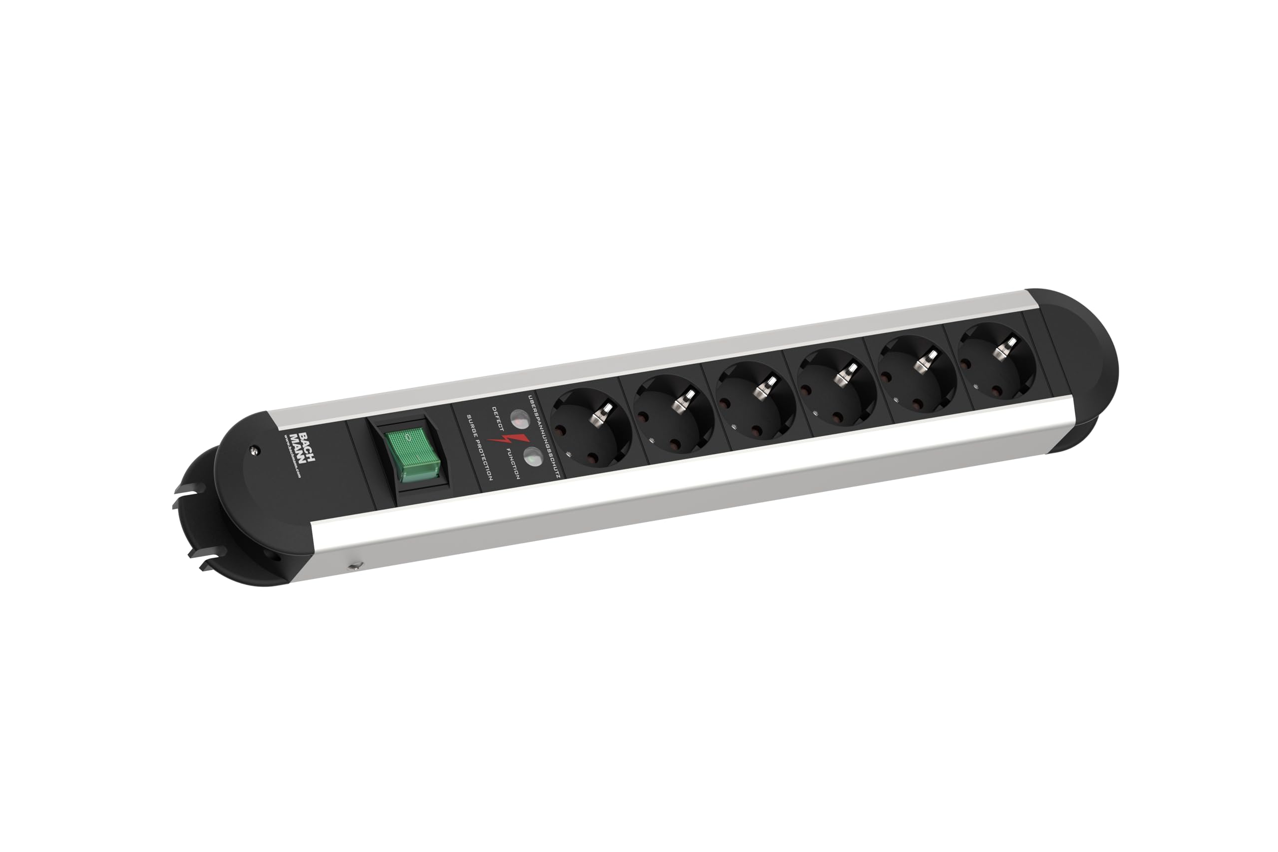 Bachmann Classic Line 331.013 Table Socket Aluminium 6-Way with Surge Protection and Switch