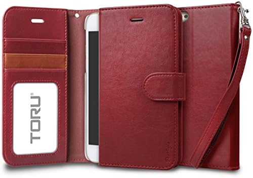 iPhone 6S Case, TORU [Prestizio][Red] Wallet Case with [Card Slot][ID Holder][Kickstand][Wrist Strap] for iPhone 6 / iPhone 6S - Burgundy