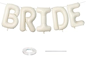 LINGQIANG 40 Inch Beige BRIDE Balloons Bachelorette for Bridal Shower, Cream White Sand Bride Mylar Foil Banner Letter Sign, Bridal Balloon Banner for Wedding Engagement Bride To Be Party Favors Decorations