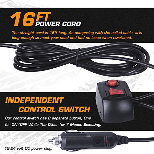 LED Strobe Light, 12V-24V Amber 54 LED Warning Safety Flashing Beacon Lights with 4 Magnet and 16 ft Straight Cord for Vehicle Forklift Truck Tractor Golf Carts UTV Car Bus
