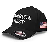 RIVEMUG FX America First Fitted Hat Embroidered Curved Bill Mid Crown Closed-Back Structured Twill Cap