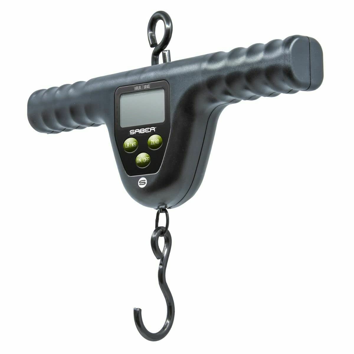Saber - Digital Bar Scales - Up to 110 lbs / 50 kg - Lift Or Mount - LCD Display - Easy To Use - Stowaway Hook - Auto Shut Off - Stores Heaviest Weight - Battery Level Indicator - Carp Fishing Gear
