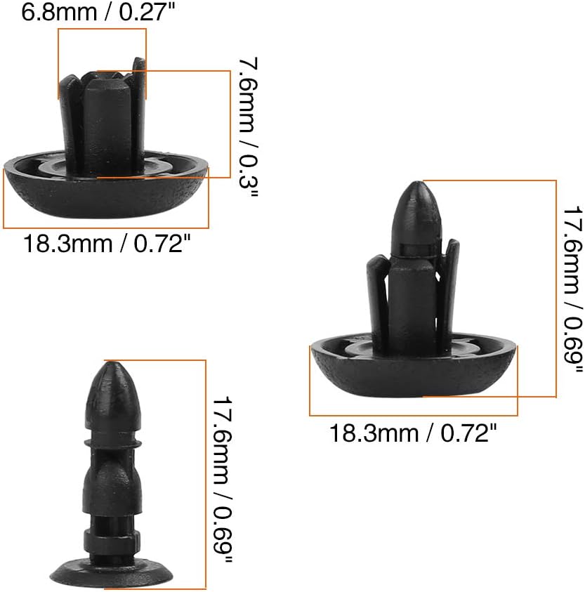 X AUTOHAUX 50pcs Car Bumper Engine Cover Grille Push Retainer Clips 90467-07211, Black, 14 x 10 x 2.5 cm - Image 3
