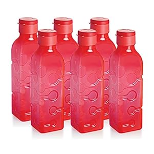 Cello Tango Polypropylene Bottle Set, 600ml, Set of 6, Red
