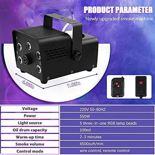Machine à Fumée HOLDLAMP 1200W Avec LED RGB | Télécommande Sans Fil | Pour Fêtes, Spectacles, Halloween