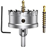 2-5/8'' Tungsten Carbide Tipped Hole Saw Drill Bit for Hard Metal Steel | 2-5/8'' T.C.T Hole Saw Cutter with 2pcs Titanium-Plated Pilot Drill bit for Metal, Stainless Steel, Iron, Wood, Plastic