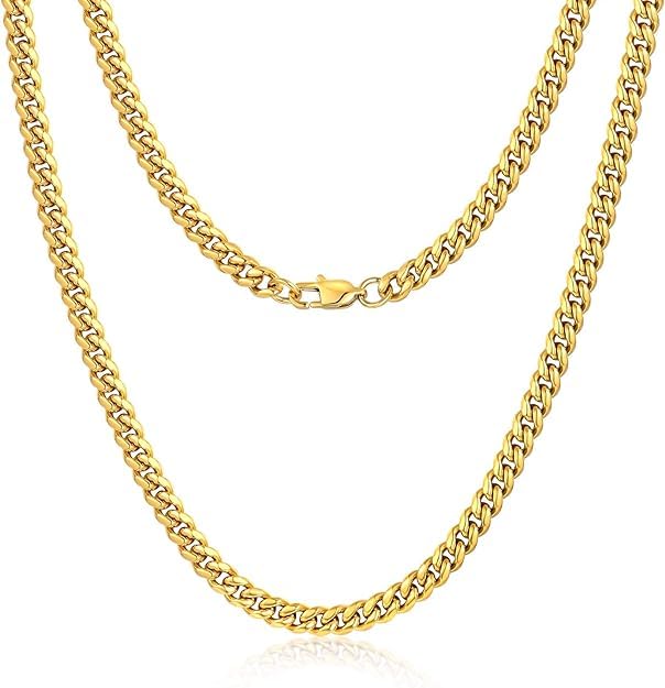 Gold Chains for Mens 24inch 6MM 18K Gold Filled