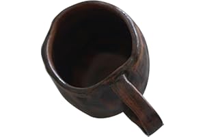 LABRIMP Rustic Ceramic Coffee Mug Japanese Style Large Cappuccino Latte Cup with Handle Vintage Black