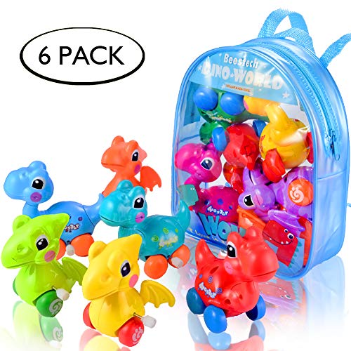 Dinosaur Toys for 3 Year Olds, 6-Pack Wind-up Pull-Back Dinosaur Cars Toys for 2,3,4,5,6 Years Old Boys Girls Toddlers Kids, Dinosaur Birthday Party Supplies Favors, Gift Idea with Dinosaur Backpack