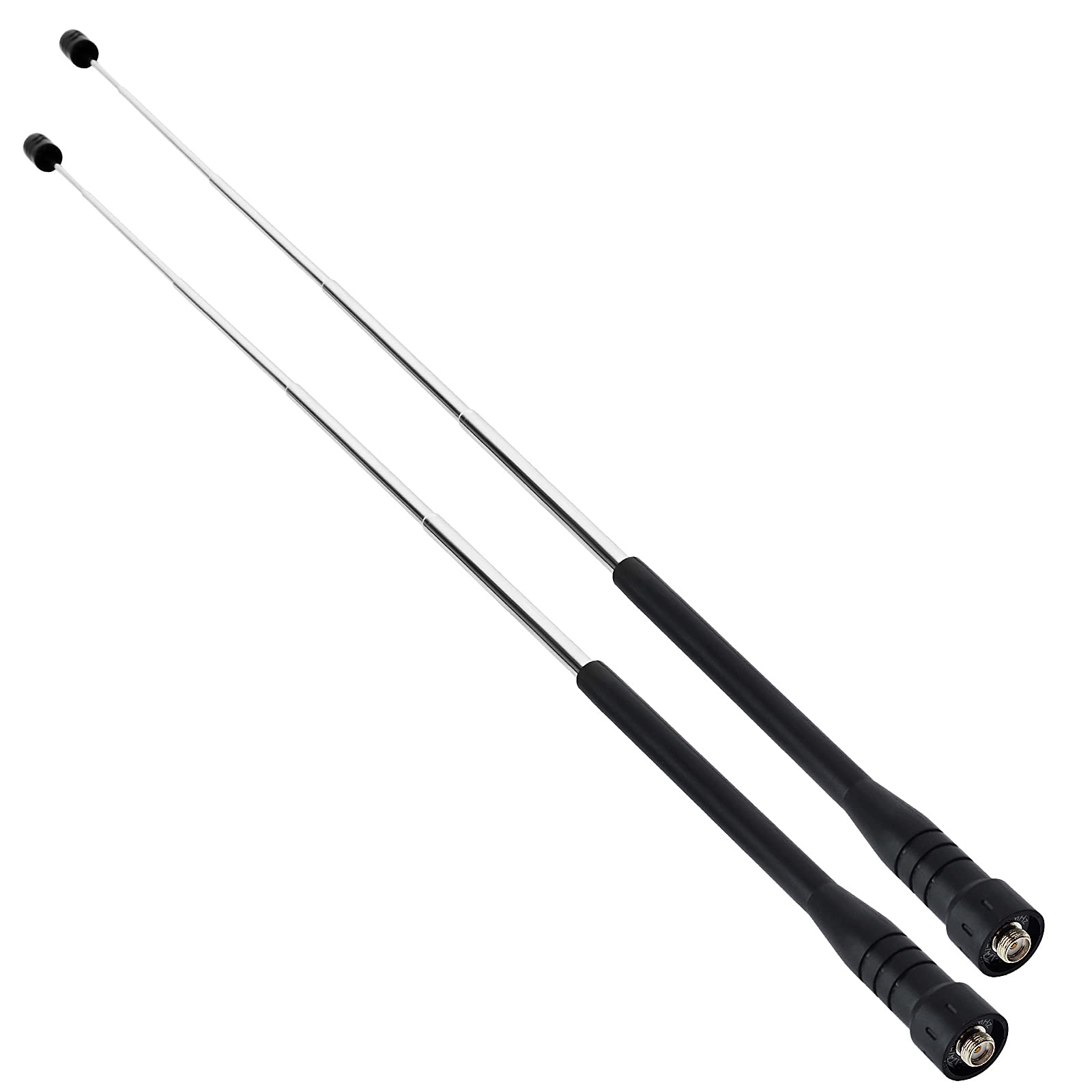 UAYESOK VHF/UHF Telescopic SMA FEMALE Aerial 13.5CM(5.3inch)-48CM(18.89inch) Retractable Antennas for Yeasu FT-4XR FT-4VR FT-65 FT-25R/Baofeng UV-5R BF-888S 2-way Radio(Pack of 2)